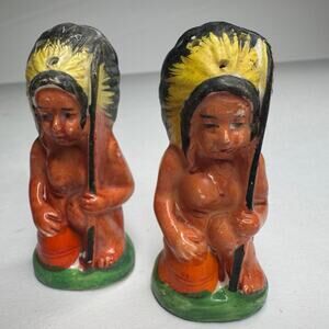 Vintage Native American Salt & Pepper Shakers, Japan, Indian, Collectible